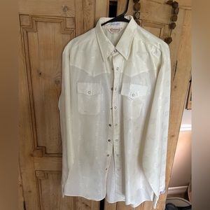 Vintage Sundance Pearl Snap Shirt Men's XL Beige Sparkly Rockabilly